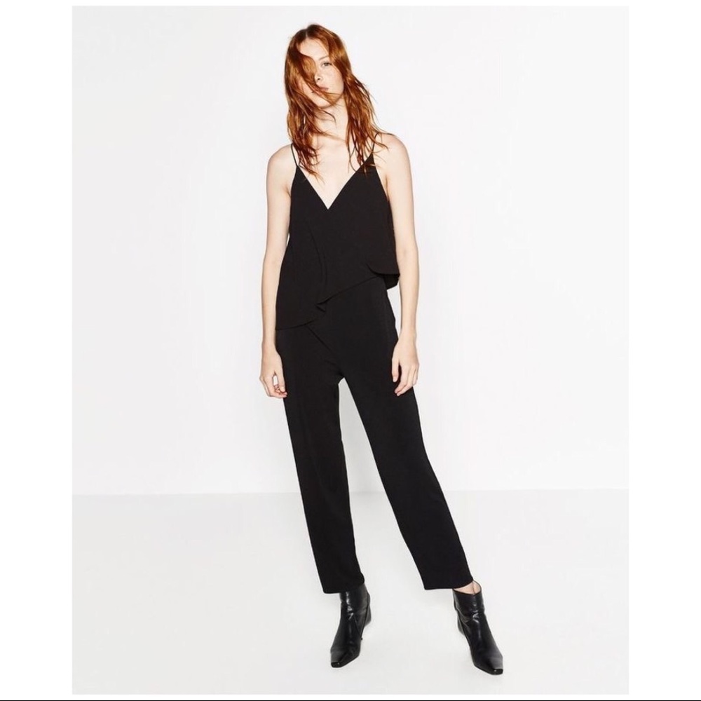NWT ZARA LONG LAYERED JUMPSUIT SZ S